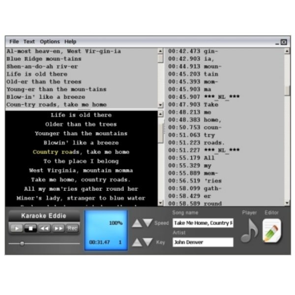 Karaoke Eddie - Karaoke zum selbermachen. Füge einen Text zu einem Mp3 Song.